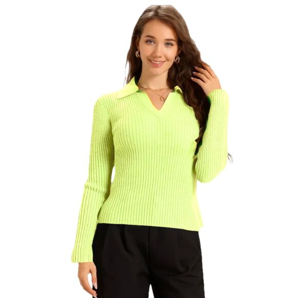 NEW Lime Green Ribbed Knit Top - Picture 1 of 5